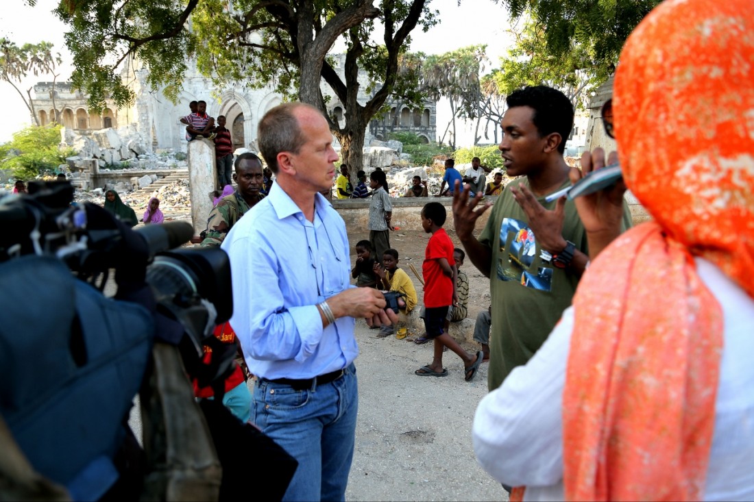 HB 6.12- Lihle talks about Mogadishu Music Festival with Peter Greste of Aljazeera. Photo Daniel J Gerstle.